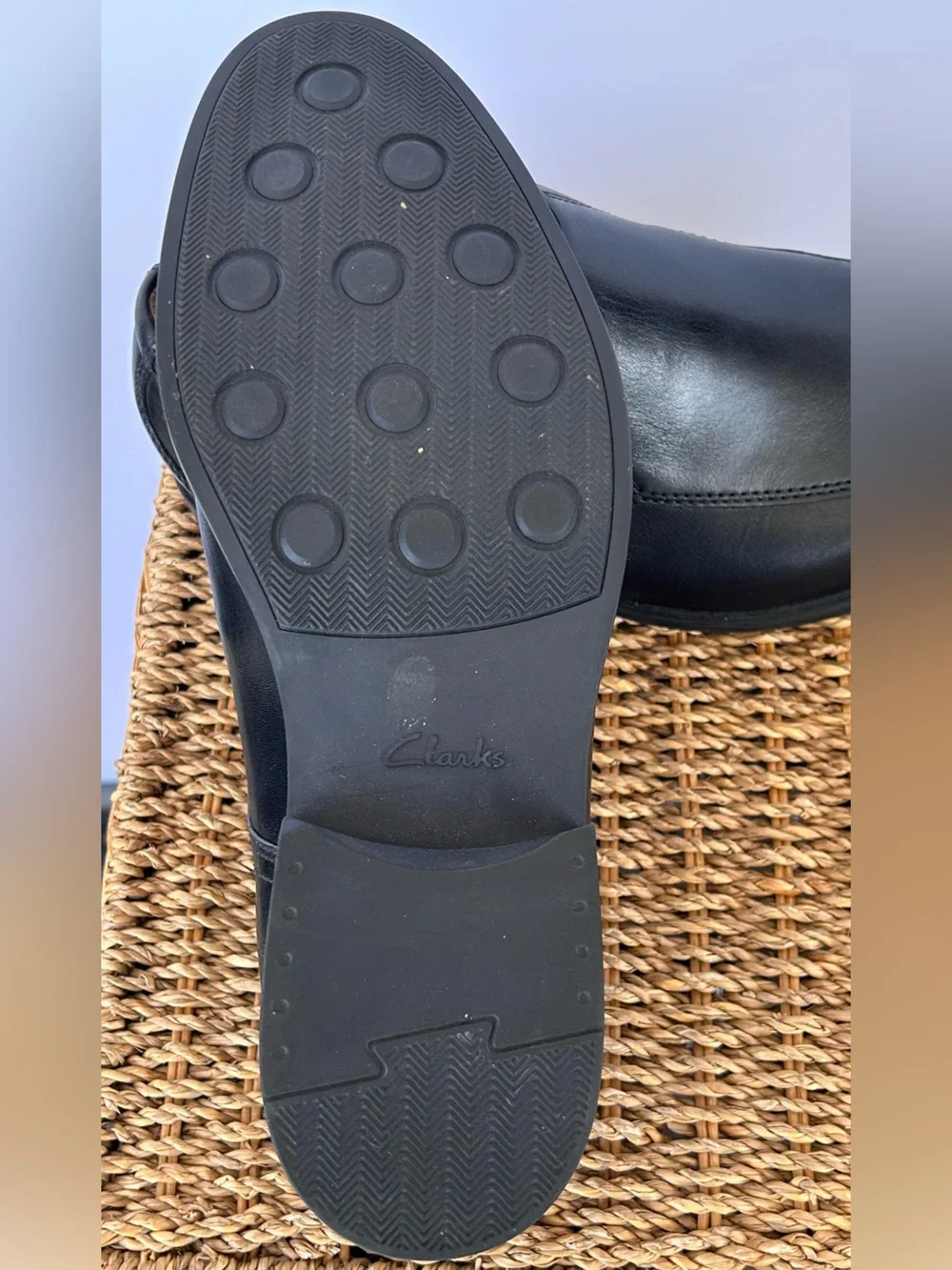 Clarks‎ Men’s Whiddon Step Loafer Leather Slip On Double Gore Black Size 8W
